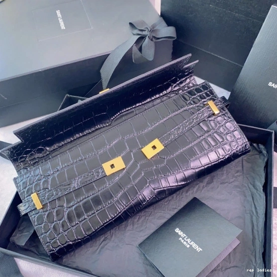 Repzbay REP LEATHER CLUTCH MANHATTAN IN CROCODILE-EMBOSSED YSL 0725